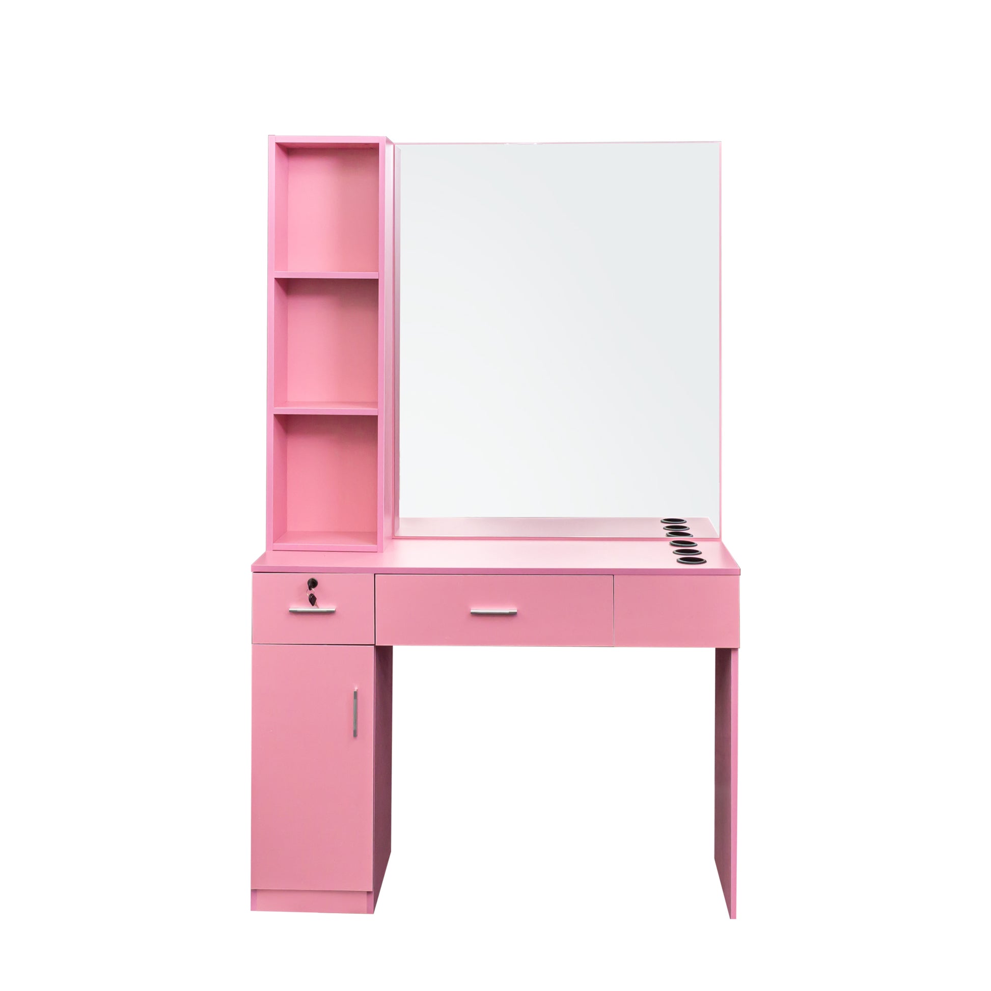 Salon Station Barber Stations Styling Station Barber Beauty Spa Salon Equipment Set With Mirror Pink Mdf