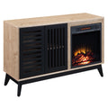 Oak And Espresso Fireplace With 1 Cabinet Electric Oak Primary Living Space Contemporary Poplar Wood