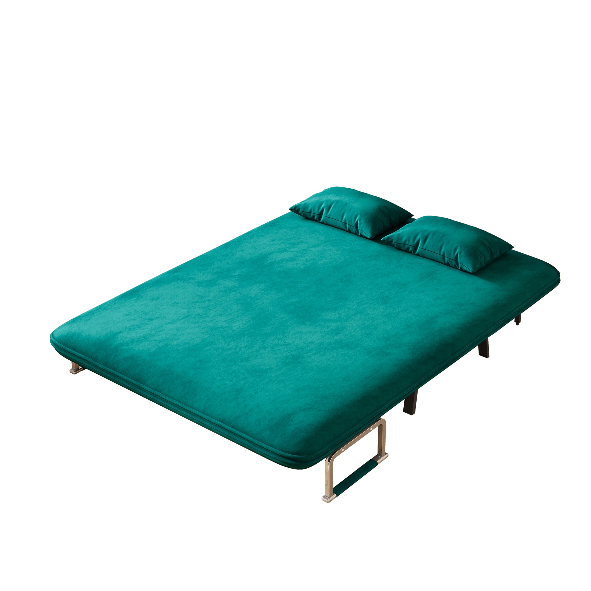 Velvet Antique Green 55 Convertible Chair Bed, Tri Fold Sofa Bed With Adjustable Backrest & Pillow, Leisure Chaise Lounge Couch With Sturdy Steel Frame For Home & Office, Comfortable Sleeper Chair Antique Green Velvet Metal Primary Living Space Medium