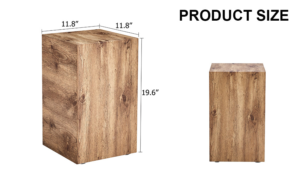 Compact Mdf Coffee Table: 11.8X11.8X19.6 Inches, Stylish Texture Design Wood Mdf