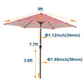 9Ft Umbrella Red Stripes Red Striped Metal