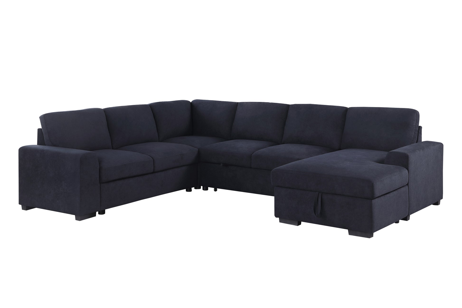 Selene Ii 117.5"W Dark Gray Woven Fabric Sleeper Sectional Sofa With Right Facing Storage Chaise Dark Gray Fabric 6 Seat