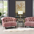 La Rosa Victorian Tufted Upholstered Accent Chair, Ash Rose Pink Velvet Pink Foam Velvet