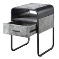 Concrete Grey And Black 1 Drawer End Table Black Grey Primary Living Space Modern Drawers Rectangular Wood Metal Sled