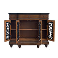 Oak 4 Door Console Cabinet With 3 Drawer Freestanding 3 4 Drawers Oak Oak Primary Living Space Drawers Included Traditional Solid Wood Mdf