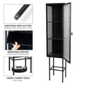 Retro Style Freestanding Metal Tall Display Cupboard With Glass Door And Three Detachable Shelves For Office, Living Room, Kitchen Console Sideboard,Bedside Entryway Black Old Sku:W68751715 Black Steel