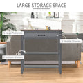Homcom Modern Style Sofa Console Entry Hallway Table With Drawer And Shelves, Sturdy Build, And Large Storage, Grey Grey Mdf