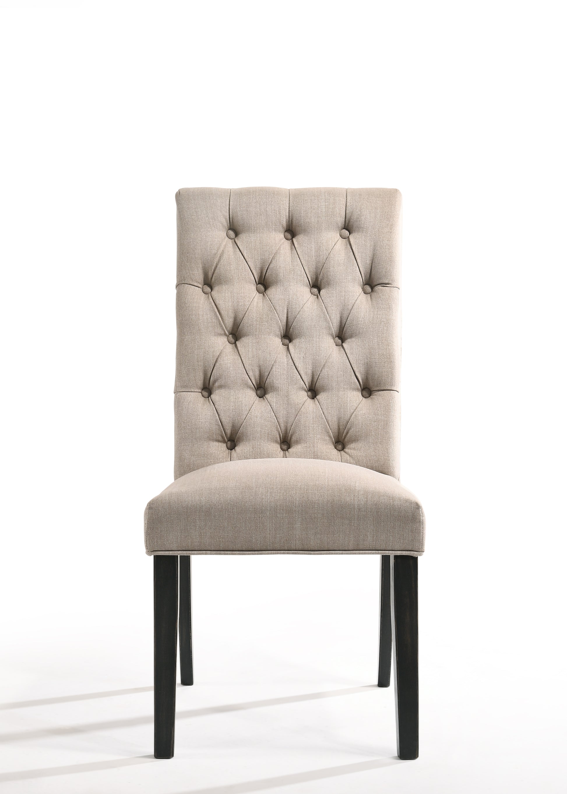 Morland Tan Linen & Vintage Black Finish Side Chair Set Of 2 Black Vintage,Tan Linen,Synthetic Wood