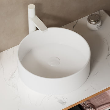 14'' Bathroom Round Ceramic Sink Without Faucet, White White Bathroom Modern Ceramic Ceramic