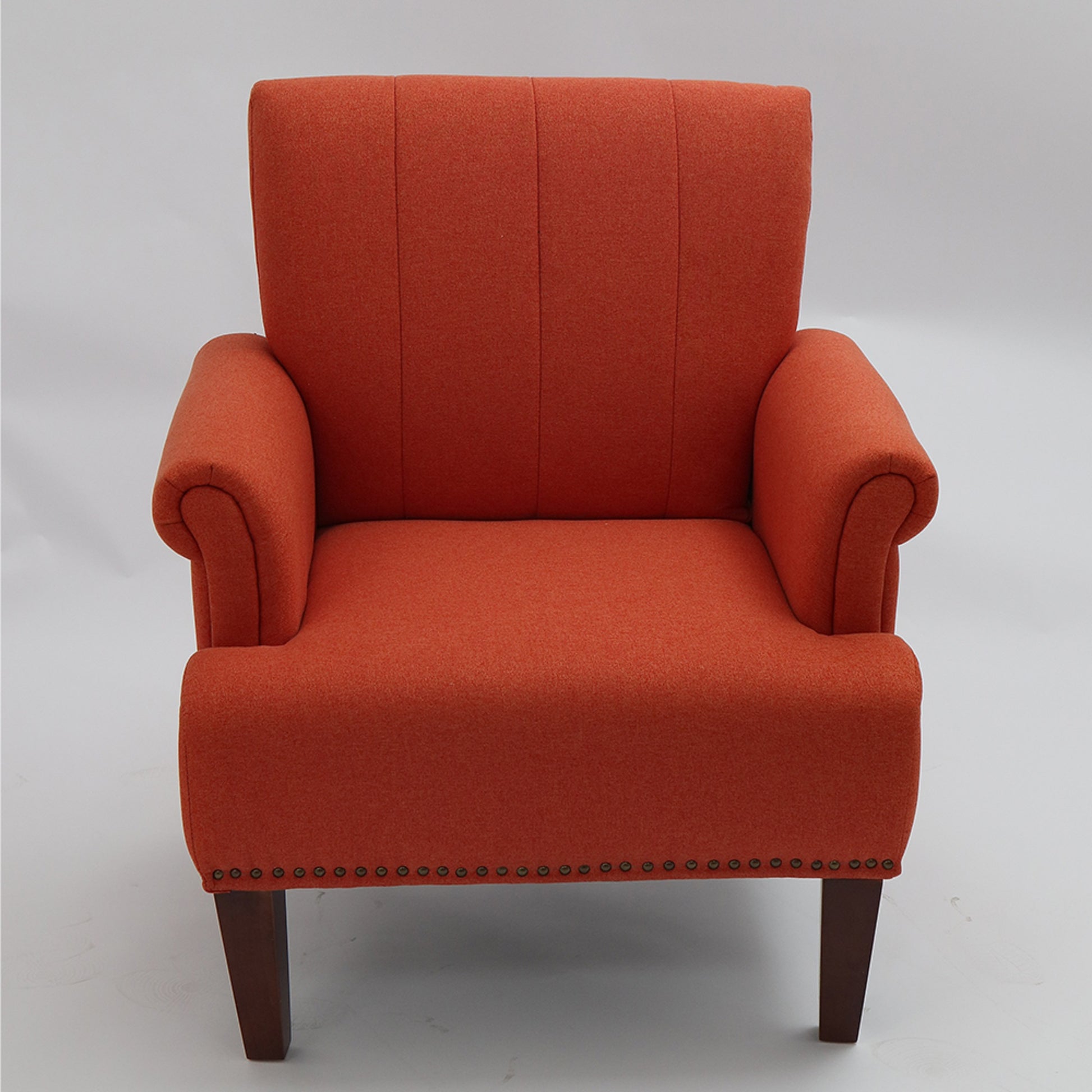 1Pc Traditional Accent Chair Rolled Arms Trim Soft Fabric Upholstered Furniture For Living Room Bedroom Office Orange 30" Wide Armchair Orange Primary Living Space Traditional Foam Wood