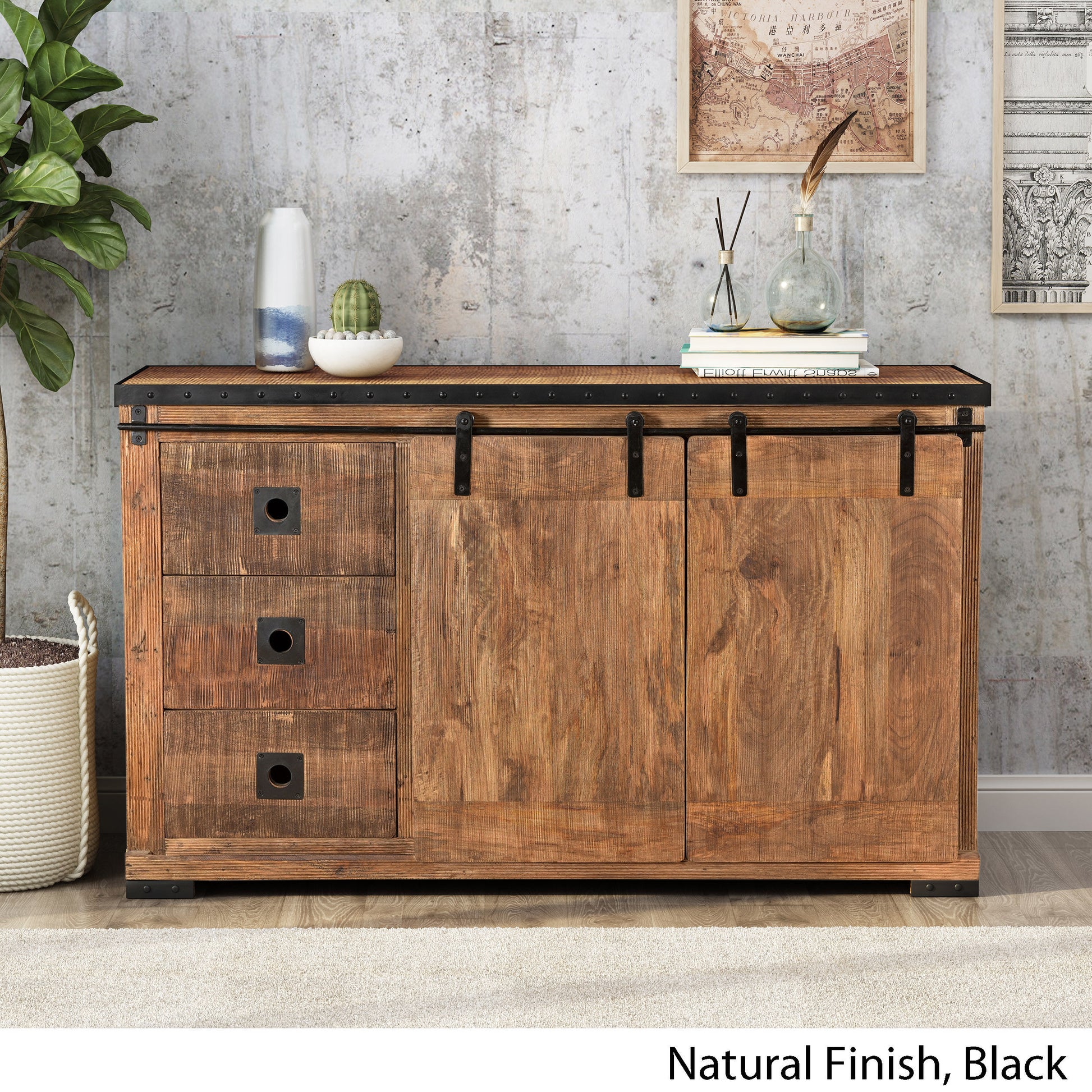 Side Board - Natural Black Wood