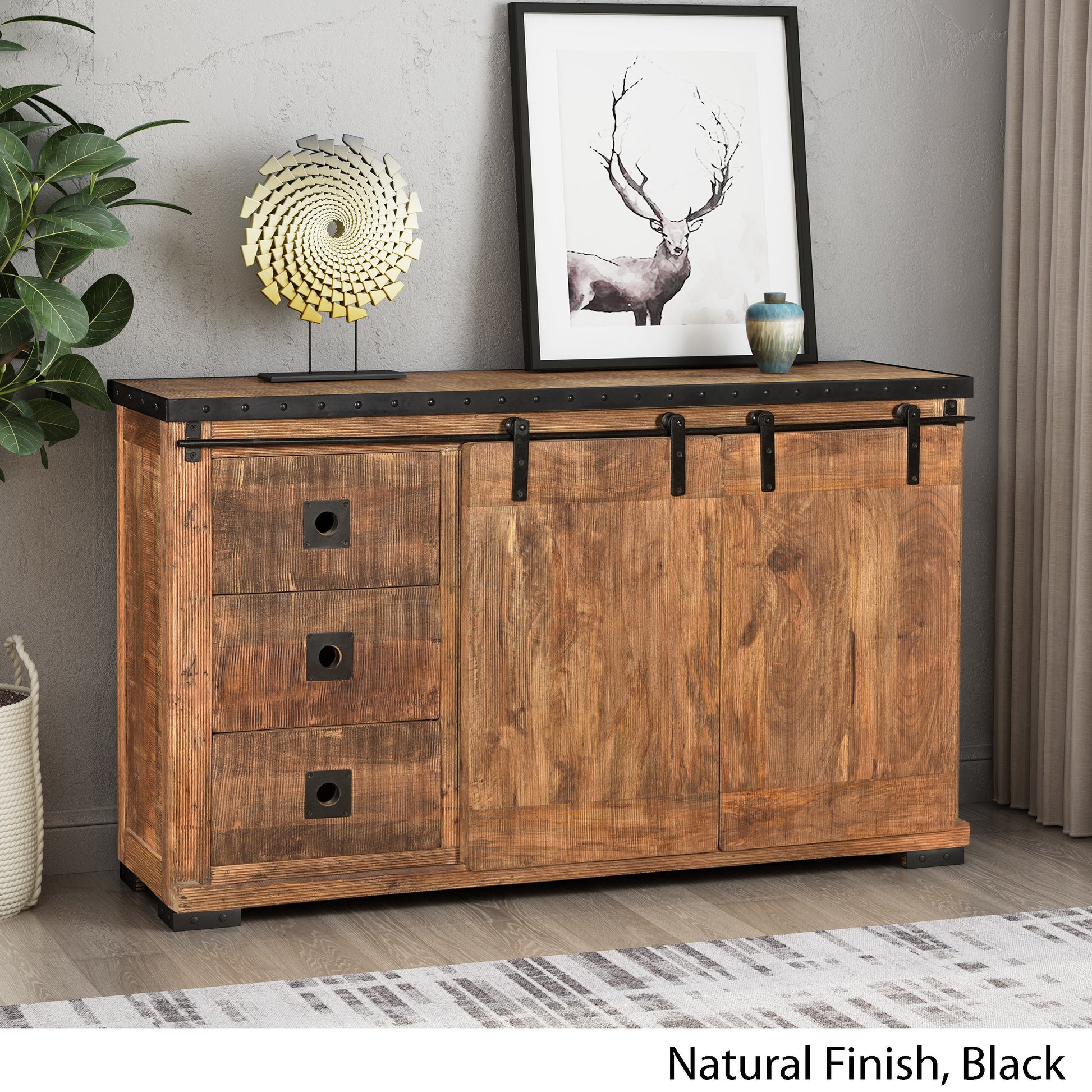 Side Board - Natural Black Wood