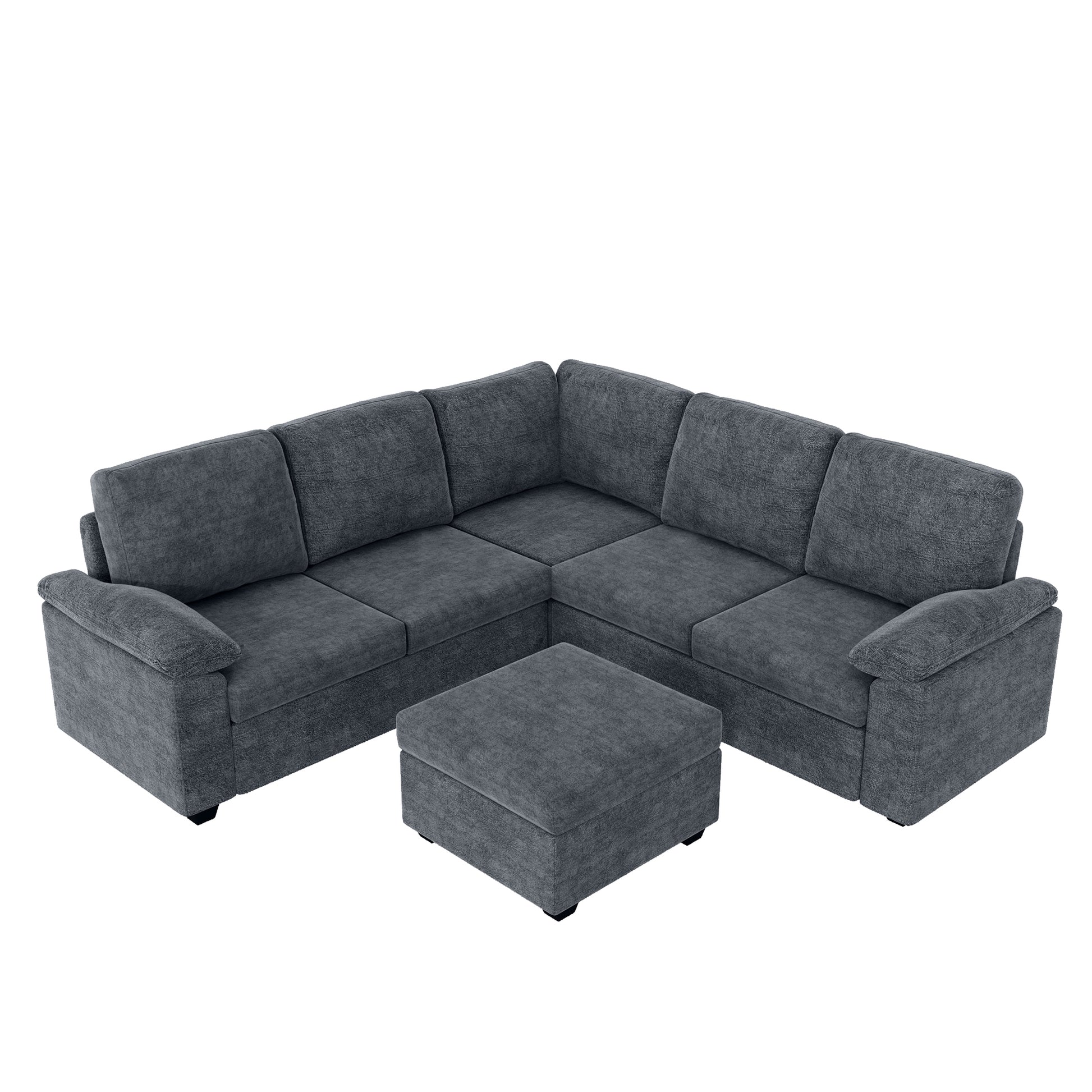 84*84" Modern Velvet Sectional Sofa Set,Large U Shaped Upholstered Corner Couch With Ottoman,Armrest Pillow,6 Seat Indoor Furniture For Living Room,Apartment,Office,2 Colors Gray Velvet 6 Seat