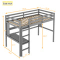 Twin Size Loft Bed With Desk And Shelves, Safety Guardrail And Ladder,Grey Twin Grey Pine