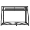 Metal Full Xl Over Queen Bunk Bed For Teens And Adults, Noise Reduced No Box Spring Needed, Black Full Xl Black Metal