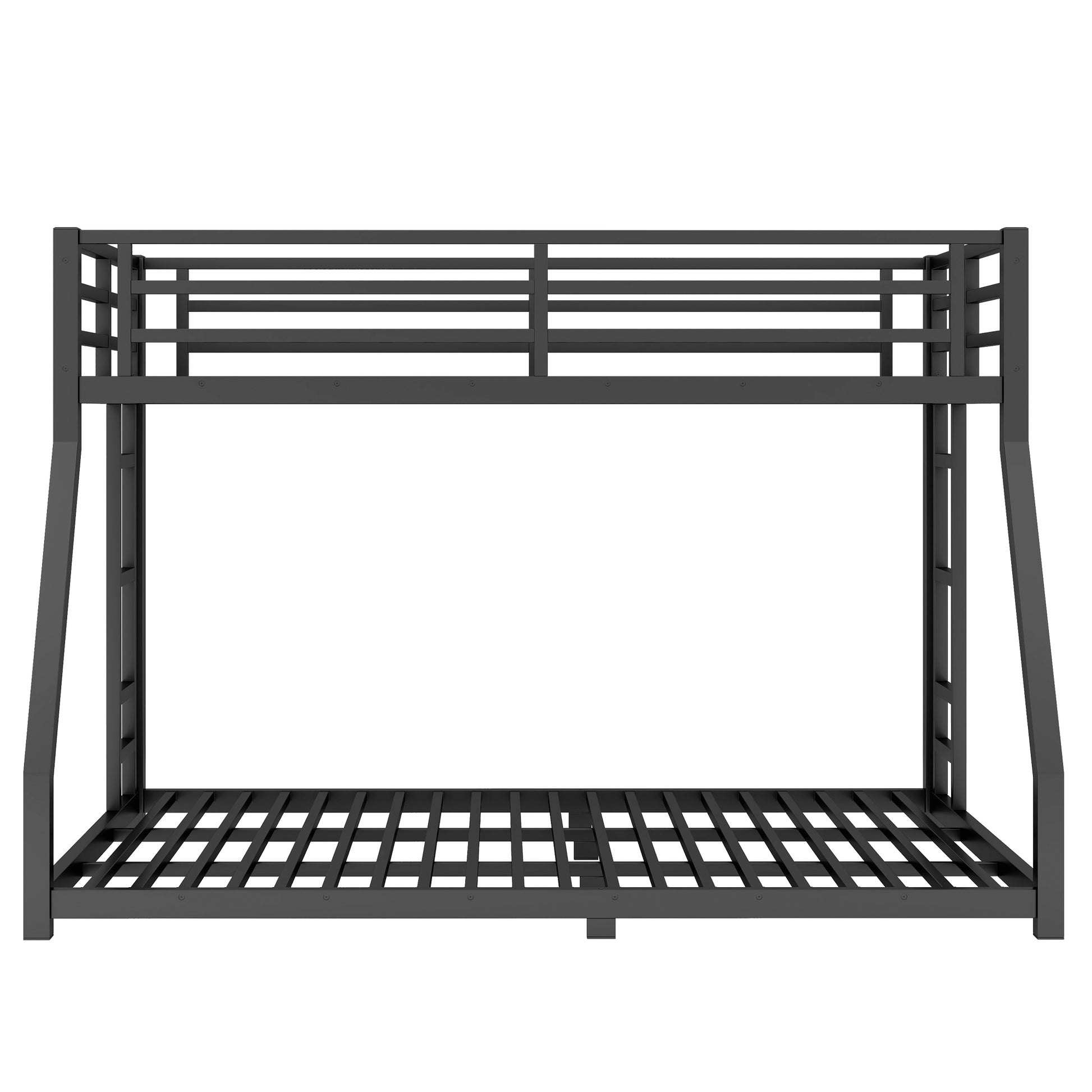 Metal Full Xl Over Queen Bunk Bed For Teens And Adults, Noise Reduced No Box Spring Needed, Black Full Xl Black Metal