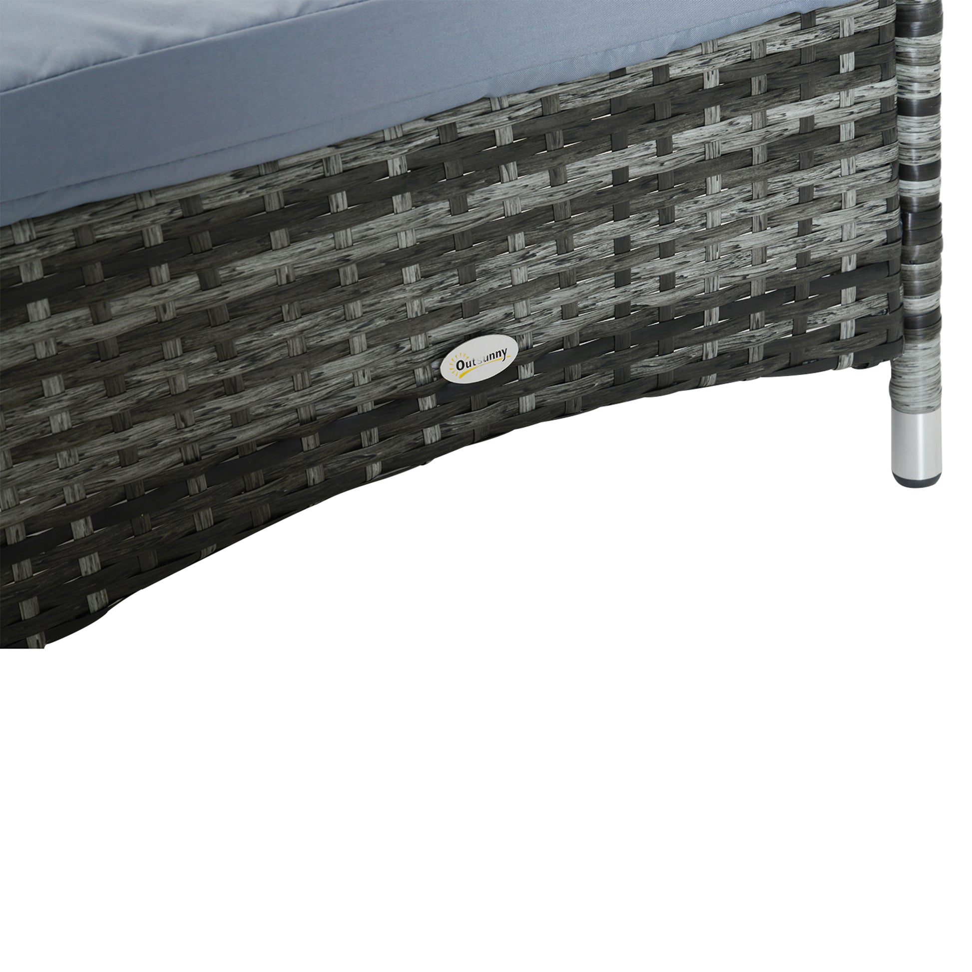 Outsunny Wicker Outdoor Chaise Lounge, 5 Level Adjustable Backrest Pe Rattan Pool Lounge Chair With Wheels, Cushion & Headrest, Mixed Gray And Gray Multicolor Rattan