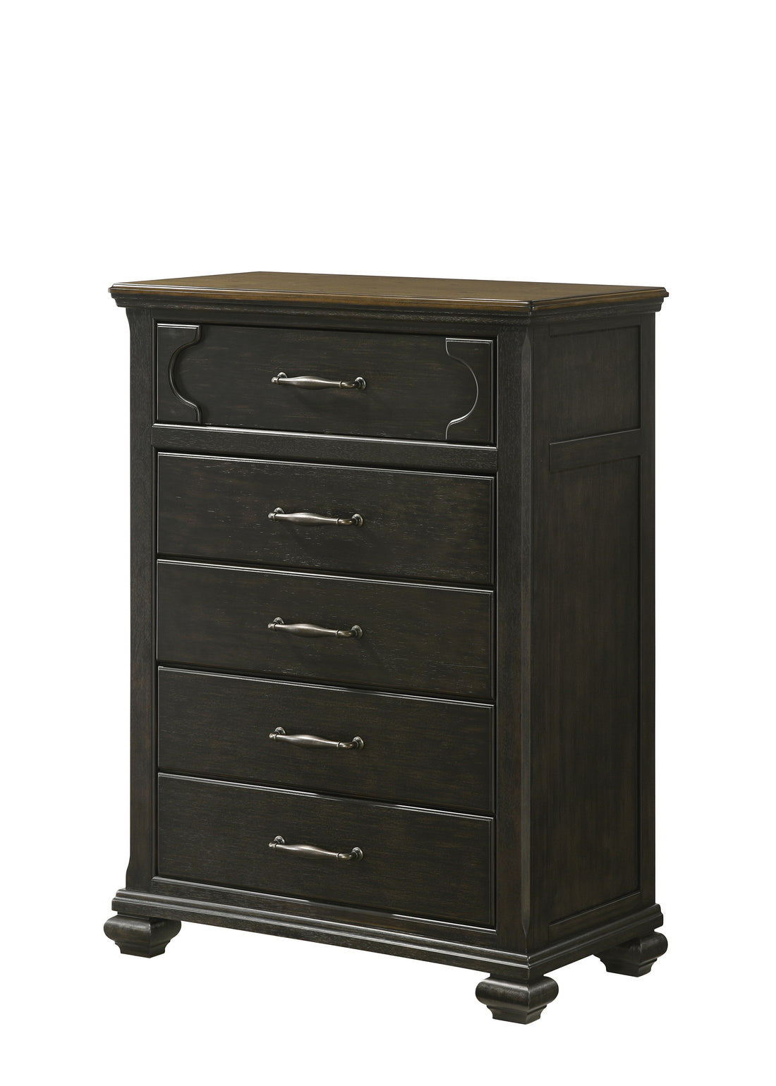 1Pc Traditional 5 Drawer Chest Wooden Bedroom Furniture Gray Brown Finish Metal Knobs Brown,Gray Brown Bedroom Contemporary,Transitional Wood