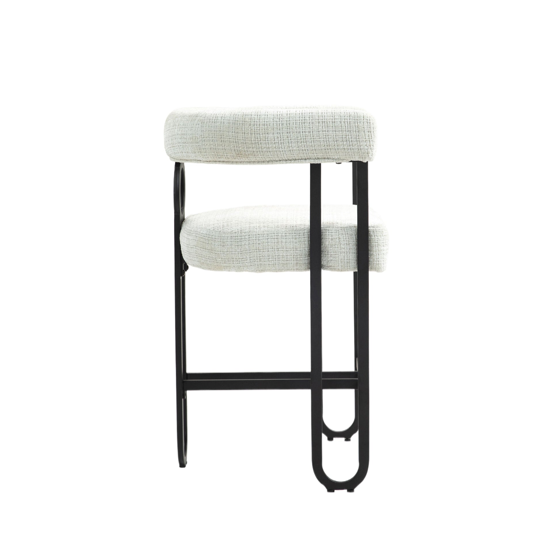 Coolmore Bar Stools Set Of 1, Modern Bar Stool With Back, Black Metal Frames, Upholstered Bar Stools For Kitchen Island, Pub, Club Beige Chenille Beige Primary Living Space Foam Chenille