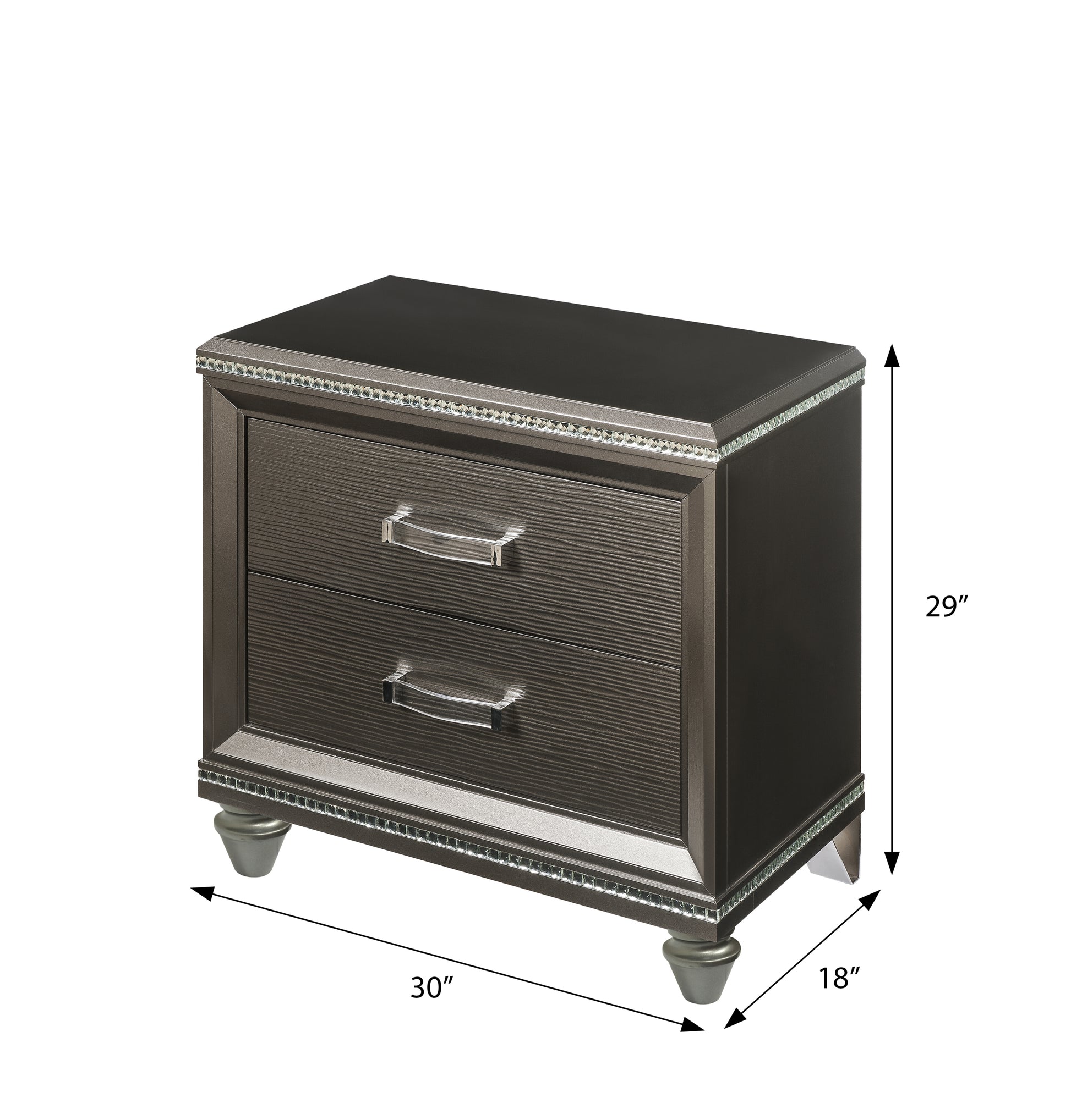 Dark Champagne 2 Drawer Nightstand Champagne 2 Drawers Bedroom Rectangle Felt Lined Drawers Solid Wood Mdf