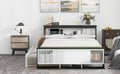 Full Size Platform Bed With Trundle,Storage Headboard And Footboard, Usb Charging Design,White Green Full White Green Solid Wood Mdf