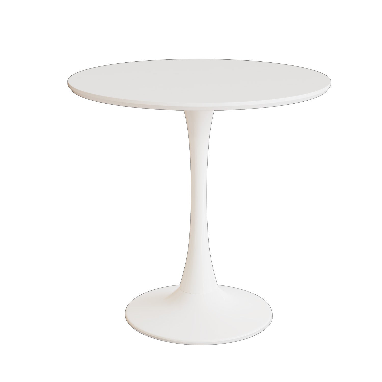 White Round Dining Table, 31.5" Tulip Table Kitchen Dining Table 2 4 People With Mdf Table Top & Pedestal Base, Mid Century End Table Leisure Coffee Table Office Living Room Table White Mdf