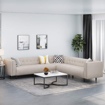 Sectional Lhf Sofa Beige Fabric