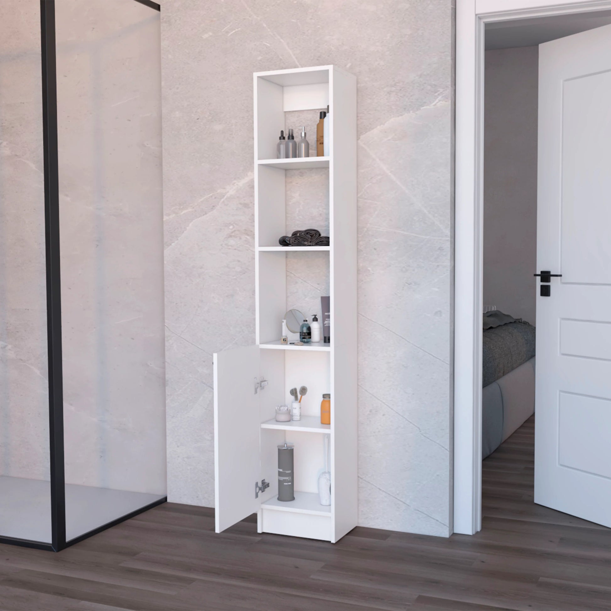 White Linen Cabinet With 1 Door White 5 1 Bathroom Wood