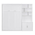 Full Size Murphy Bed With Multiple Storage Shelves And A Cabinet, White Box Spring Not Required Full White Wood Bedroom Murphy Solid Wood Mdf