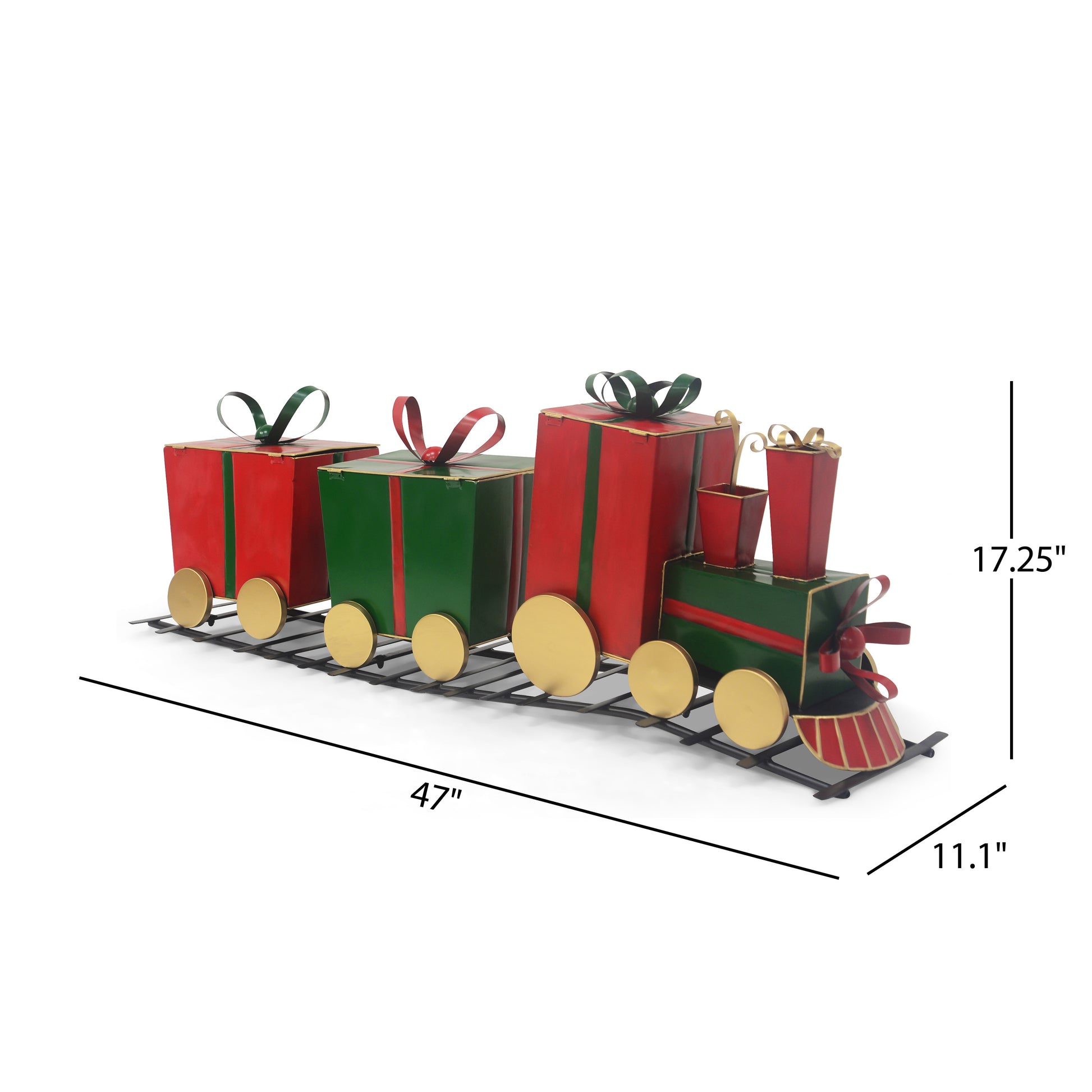 Festive Iron Train Decor With Gift Shaped Carriages Red Iron