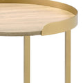 Oak And Gold End Table With Tray Top Oak Primary Living Space Modern Round Wood Metal