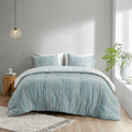 3 Piece Cotton Jacquard Comforter Set Aqua Full Queen Queen Aqua Cotton