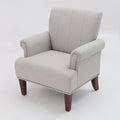 1Pc Traditional Accent Chair Rolled Arms Trim Soft Fabric Upholstered Furniture For Living Room Bedroom Office 30