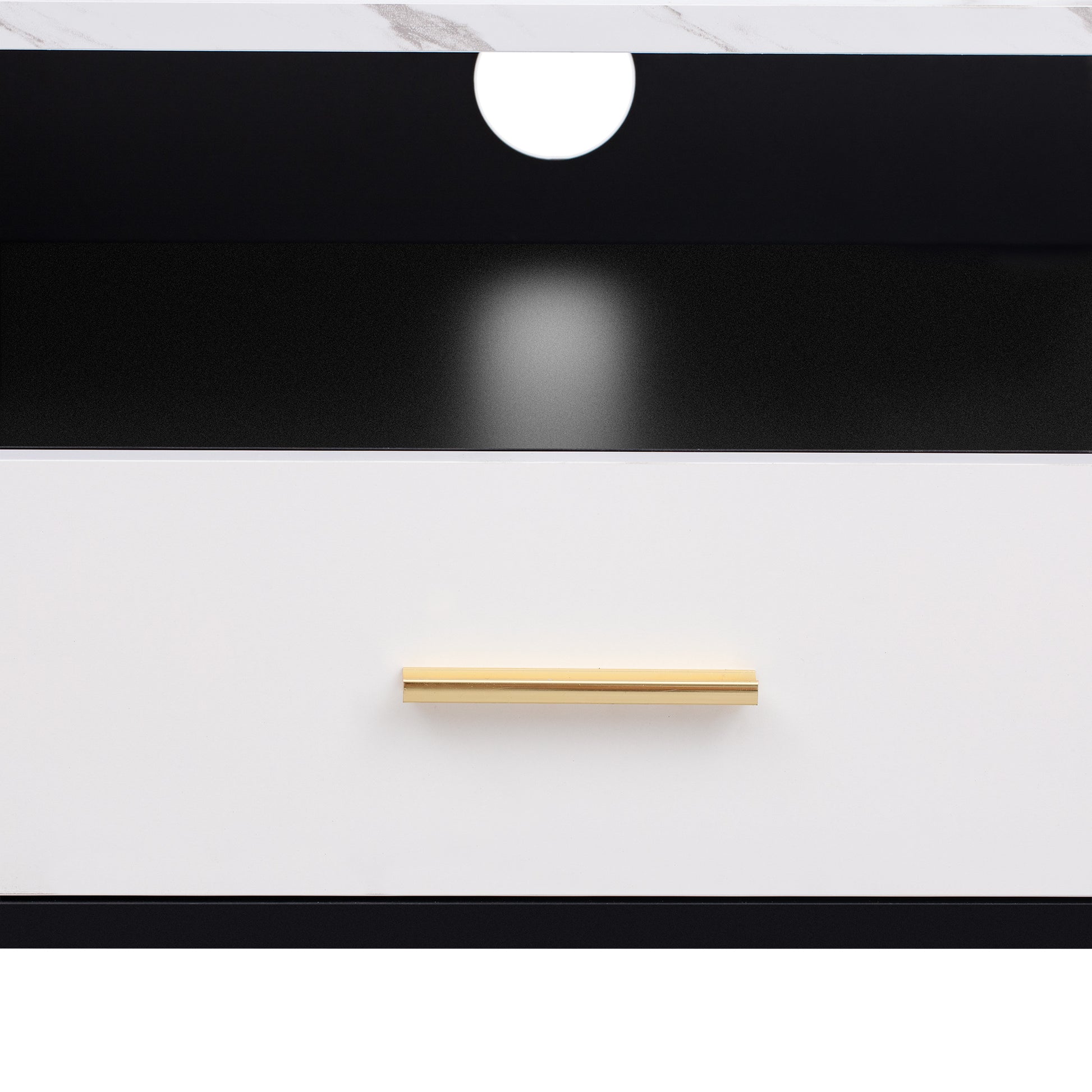 71'' Modern Tv Stand With 2 Cabinets& Open Compartments, Entertainment Center For Tvs Up To 80'', Television Console For Living Room, Bedroom, Home Theatre White Black Primary Living Space 70 79