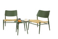 Aluminium 3 Piece Patio Set Bistro Table And Chairs Setbackyard, Garden, Living Room, Green Green Steel