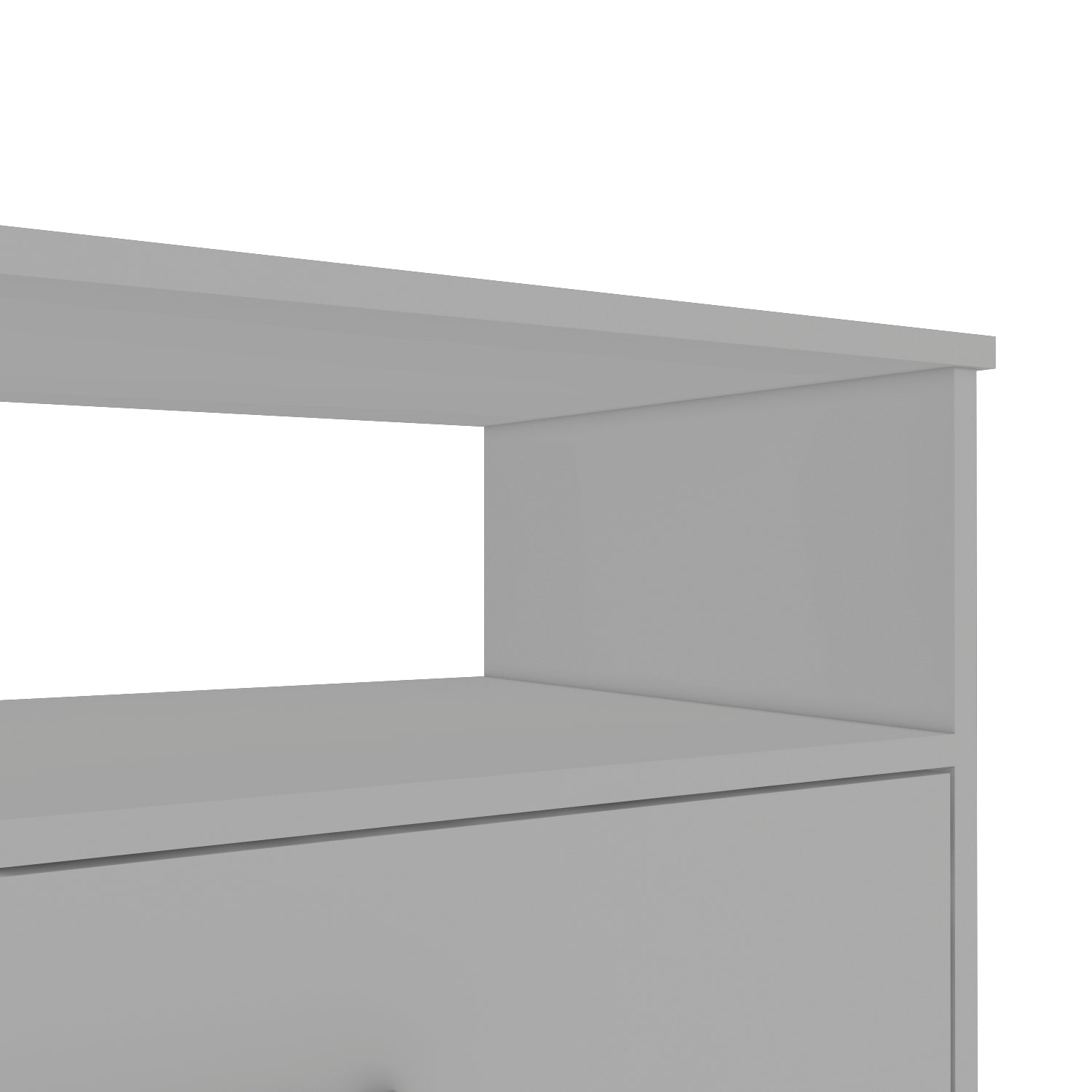 Dresser, Four Drawers, One Shelf, Superior Top, White White Solid Wood Mdf Engineered Wood