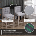 Homcom Modern Bar Stools, Tufted Upholstered Barstools, Pub Chairs With Back, Rubber Wood Legs For Kitchen, Dinning Room, Set Of 2, Grey Grey Rubber Wood