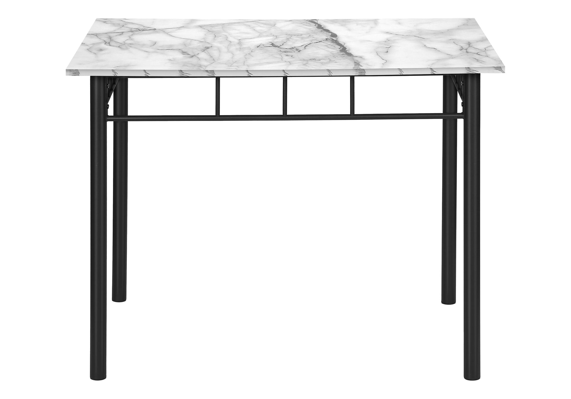 Dining Table Set, 5Pcs Set, Small, 40" Rectangular, Kitchen, White Marble Look Laminate, Black Metal, Contemporary, Modern White Foam Metal