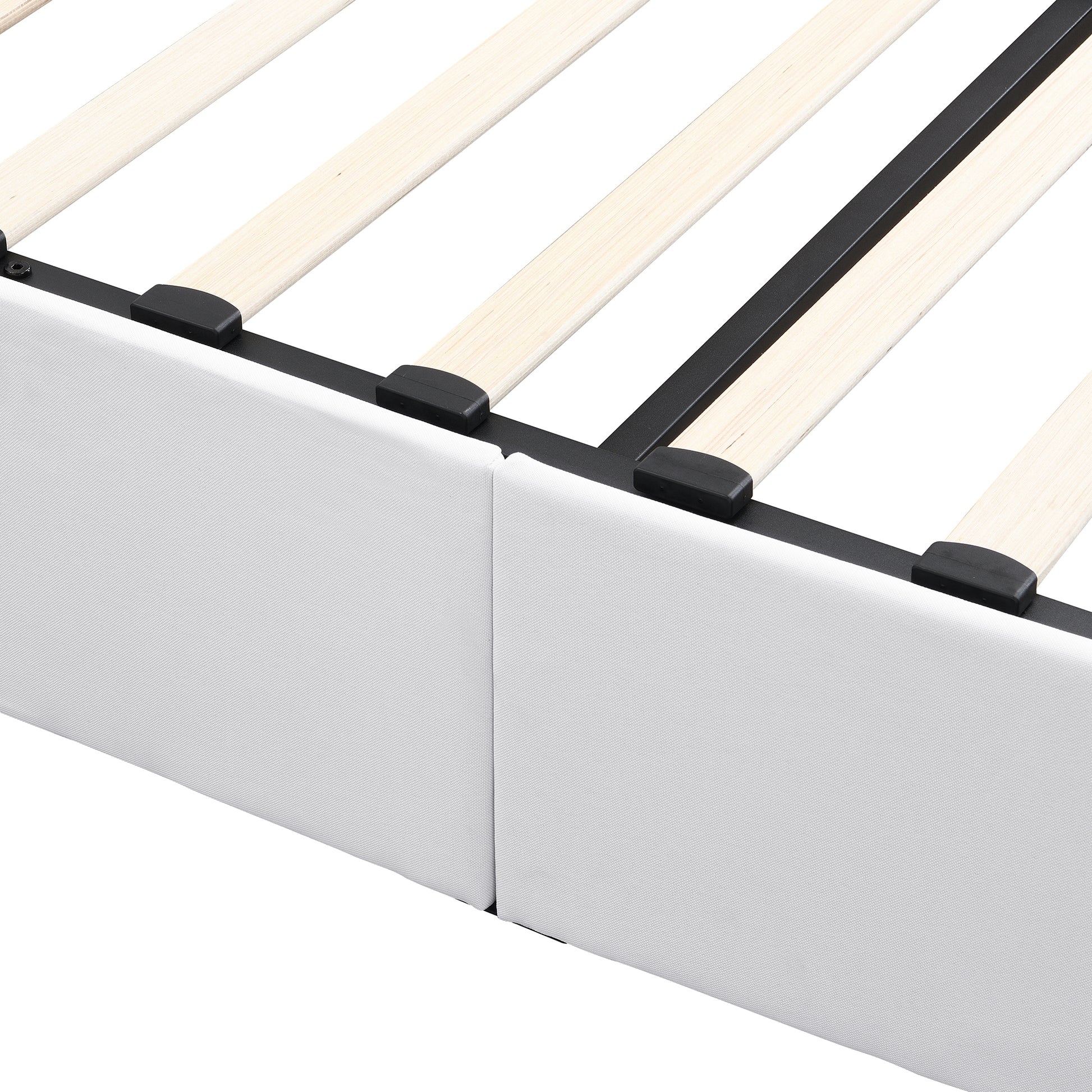 Queen Size Upholstered Platform Bed With A Hydraulic Storage System White Old Sku: Lp000211Aak White Upholstered