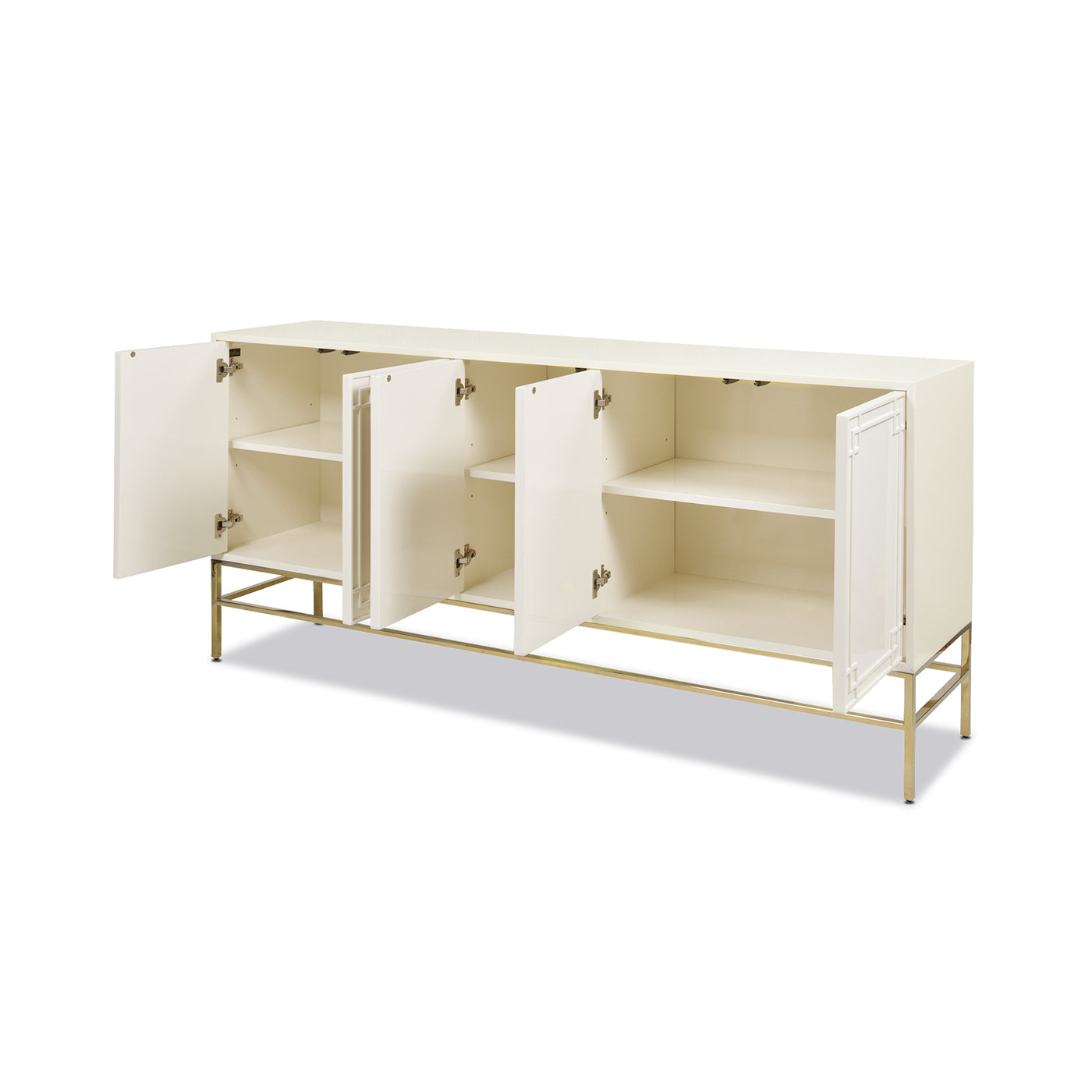 Gemini 79" Sideboard Storage Buffet, White Lacquer Birchwood White Solid Wood Mdf Solid Wood Mdf