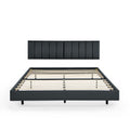 Queen Floating Bed Frame With Wall Mounted Headboard Modern Low Profile Platform Bed Frame Queen Size Faux Leather Upholstered Platform Bed Frame,No Box Spring Needed,Black Queen Black Pu