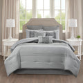 Embroidered 8 Piece Comforter Set Grey King King Grey Polyester