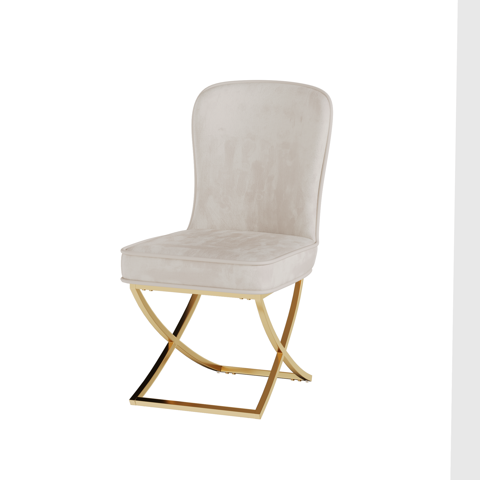 Dining Chair Set Of 2, Beige Velvet Backrest And Golden Metal Legs.For Modern Kitchen Dining Room Chair For Kitchen Living Modern Decorative Leisure Chairs.Office Chairs Y 2009 Beige Dining Room Modern Foam Velvet