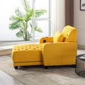 Coolmore Multifunctional Living Room Leisure Chaise Lounge Barry Tufted Comfy Armchair Wireless Charging, Smooth Reclining Backrest & Lumbar Pillow For Home Apartment Yellow Linen Yellow Foam Linen