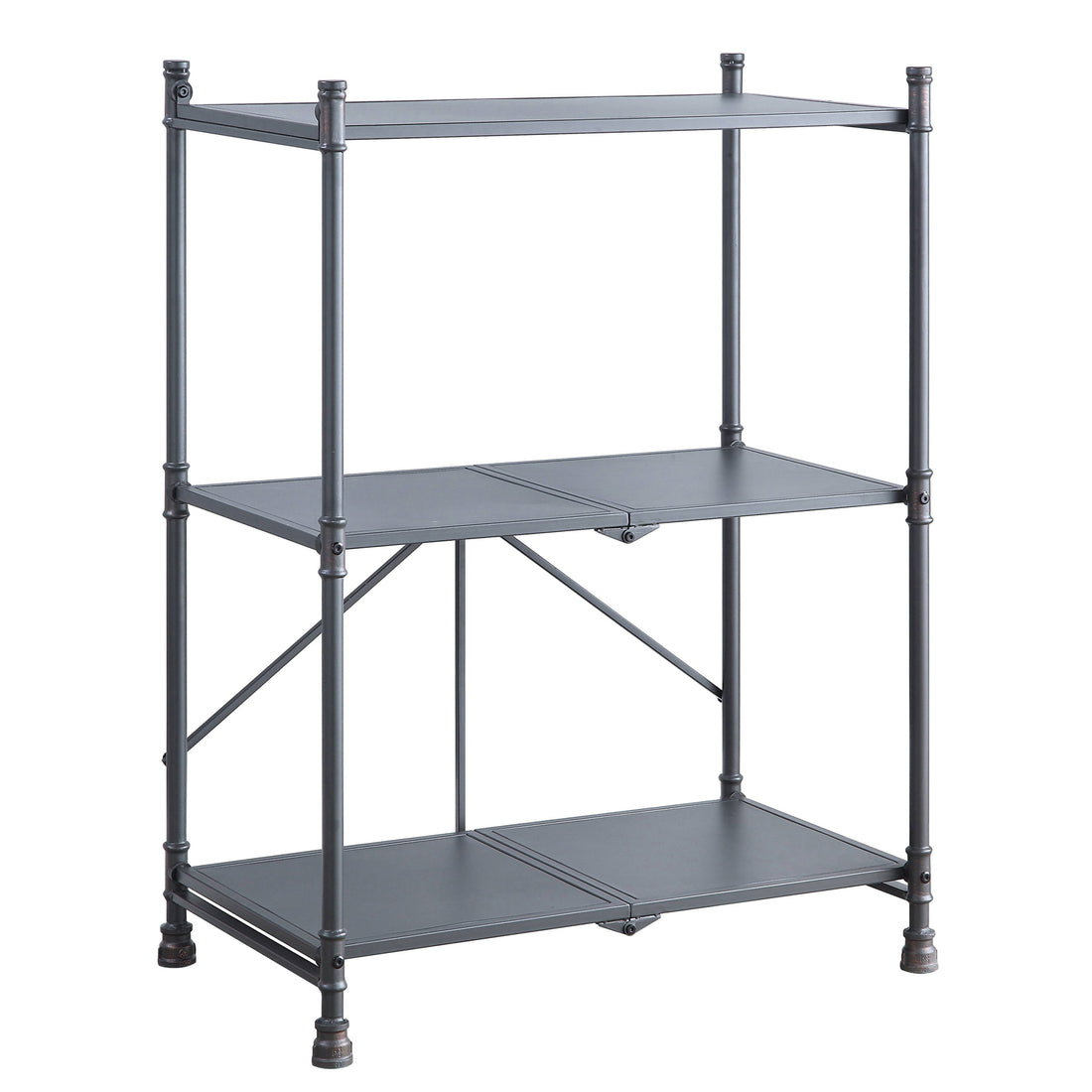 Sandy Black And Dark Bronze Hand Brushed 3 Tier Console Table Black Grey Primary Living Space Industrial,Rustic Shelves Rectangular Metal