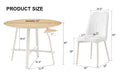 Table And Chair Set, Mdf Desktop, White Metal Table Legs, Stable And Beautiful, Suitable For Most Styles Of Home. Modern Simple Dining Table, Comfortable Seating. White Seats 4 Mdf