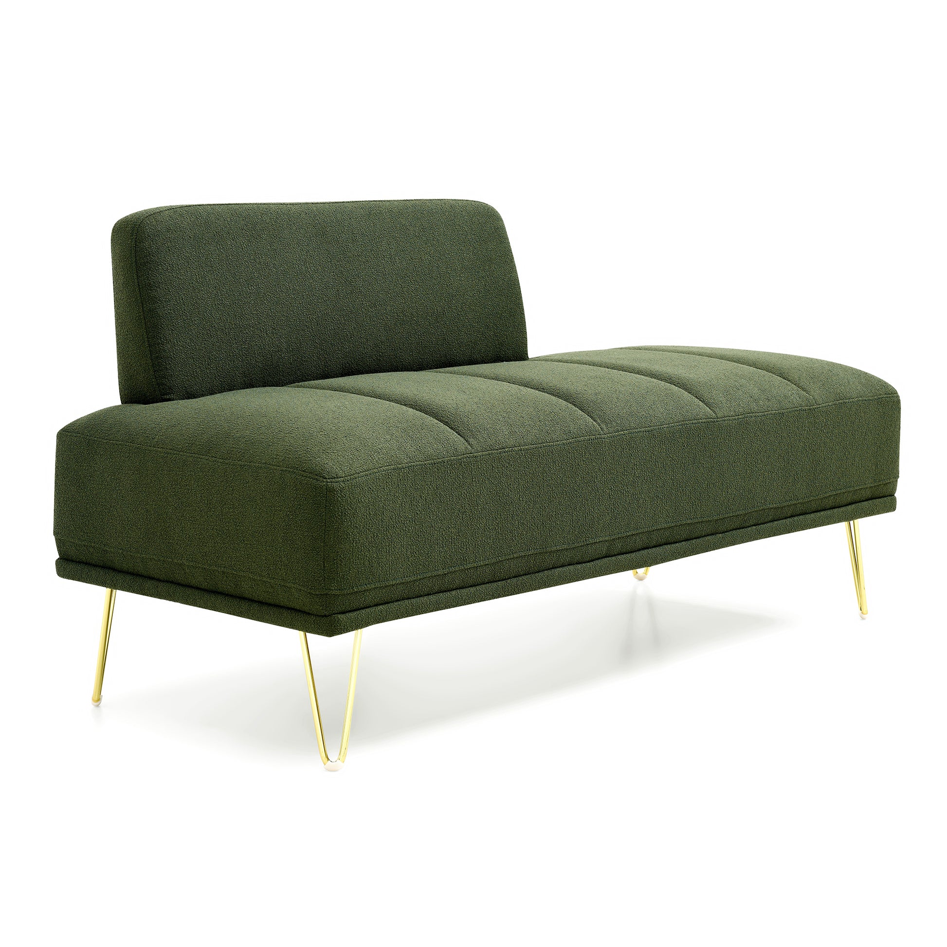 56.3"Inch Width Modern End Of Bed Bench,Teddy Fabric Upholstered 2 Seater Sofa Couch Entryway Ottoman Bench, Fuzzy Sofa Stool Footrest Window Bench With Gold Metal Legs For Bedroom, Living Room,Green Green Wood Primary Living Space Modern Foam Teddy 2