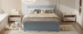 Full Size Platform Bed With Drawer And Two Shelves, Gray Full Gray Mdf Lvl