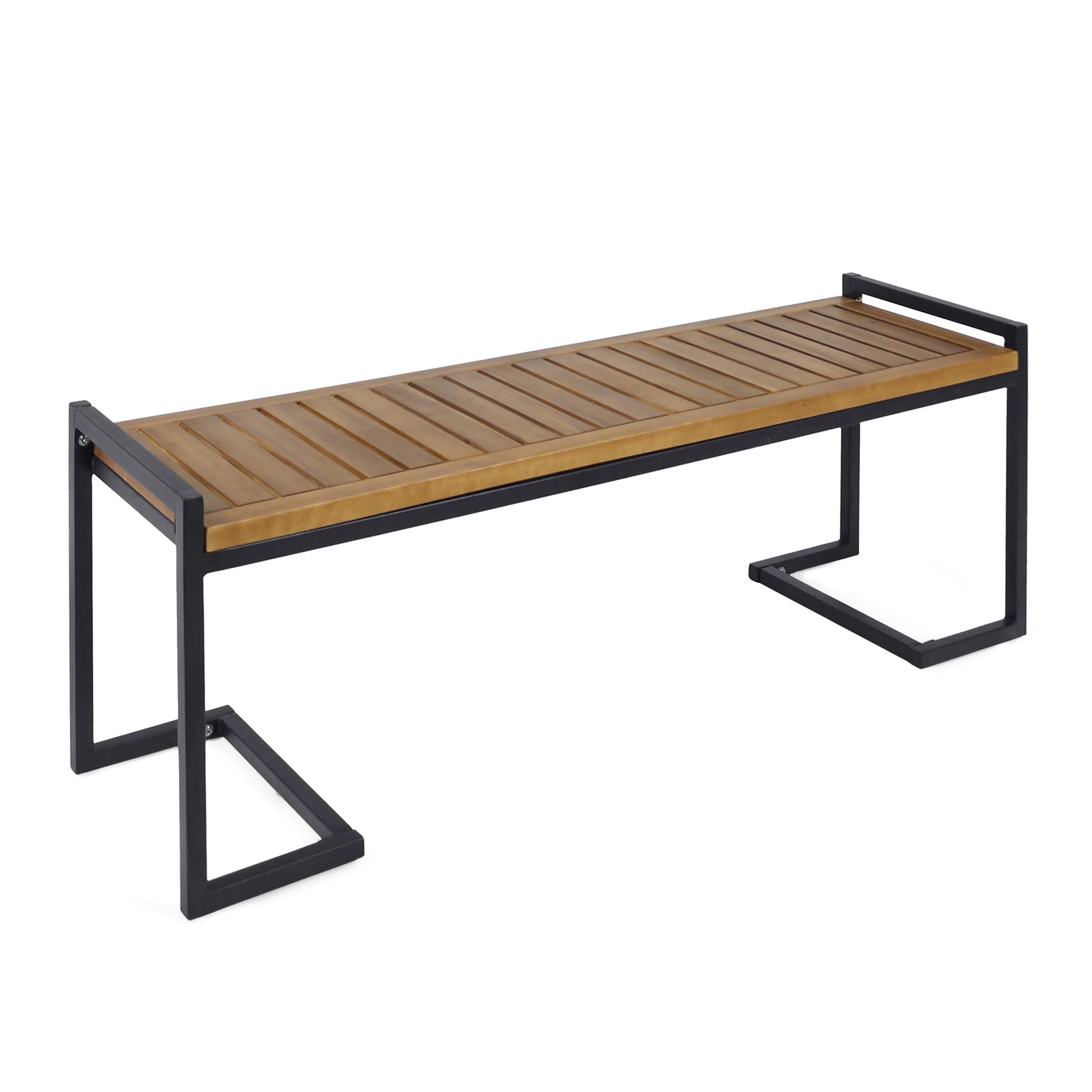 Hopkins Industrial Wood And Metal Bench Teak Acacia Wood