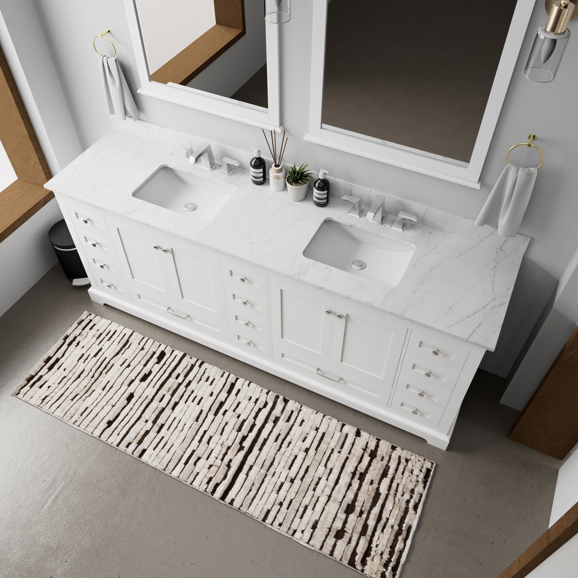 White Double Bath Vanity 84 In. W X 22 In. D White Plywood Wood